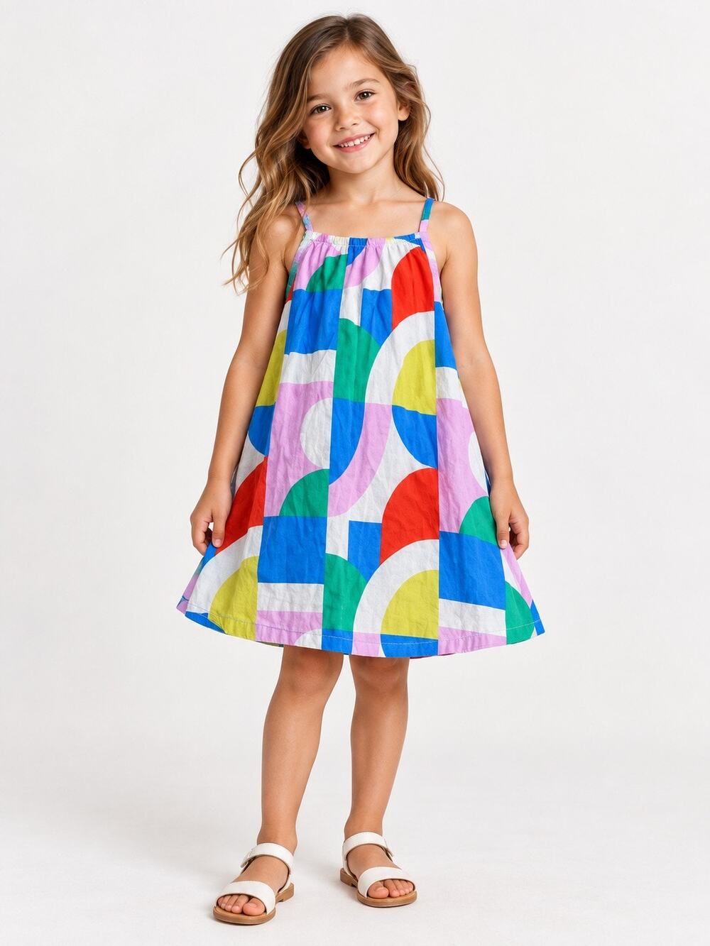 Hanna Andersson Girls Geometric Cotton Swing Sundress 120 US 6–7